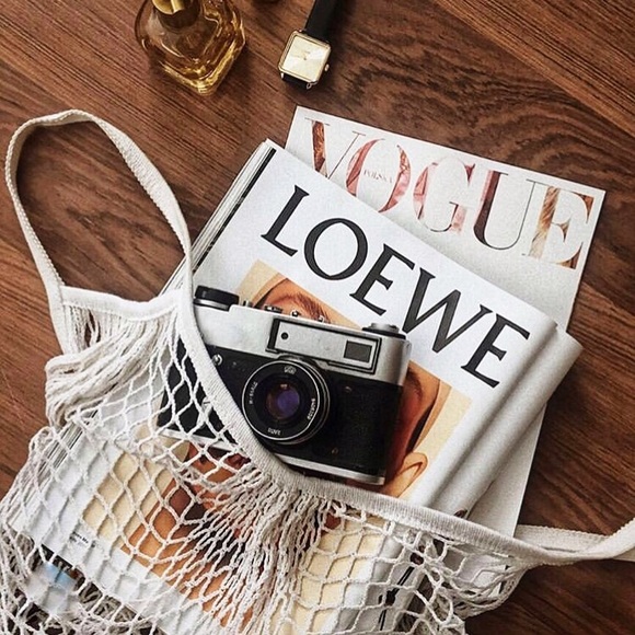 Handbags - Crochet Knit Net Bag -Cream Color